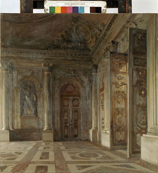 Vestibule du Palais de Versailles (Vestibule in the Palace of Versailles). Peinture de Maurice de Lobre (1862-1951), 1903. Huile sur toile. Art francais. Musee de l Ermitage, Saint Petersbourg