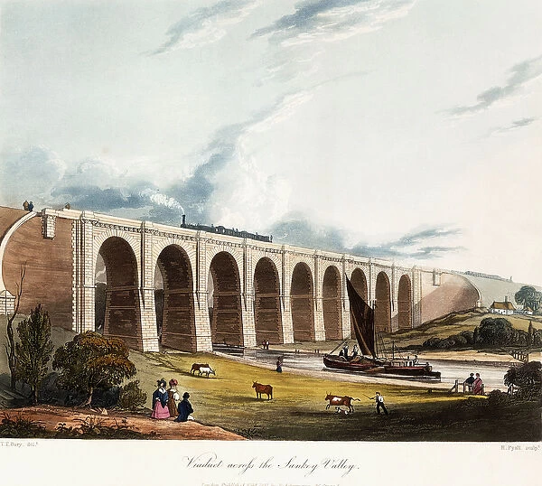 Viaduct across the Sankey Valley, 1831 (colour aquatints, partly hand-coloured)