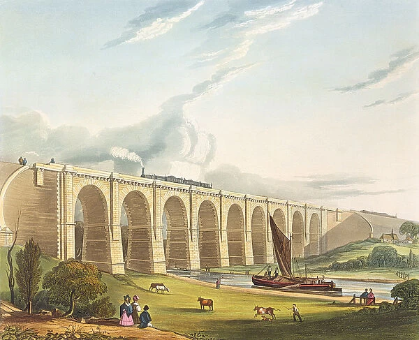 Viaduct across the Sankey Valley, plate 4 from Liverpool and Manchester Railway