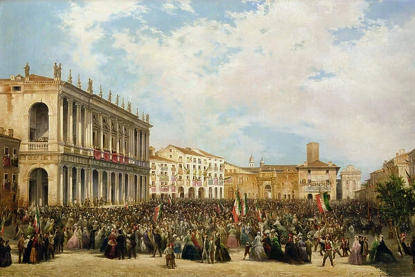 Victor Emmanuel II shows himself to the people of Vicenza from the balcony of Palazzo Chiericati