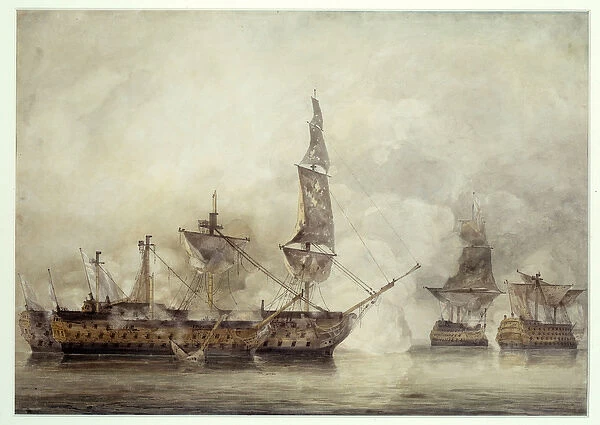 The 'Victory'has Trafalgar between two French ships (1805)