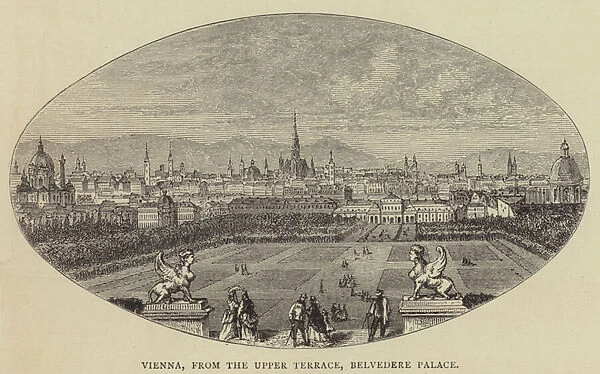 Vienna, from the Upper Terrace, Belvedere Palace (engraving)