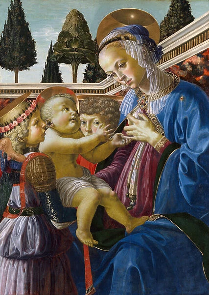 'Vierge a l enfant avec deux anges'Peinture d Andrea del Verrocchio (1437-1488) 1467-1469 Londres National gallery