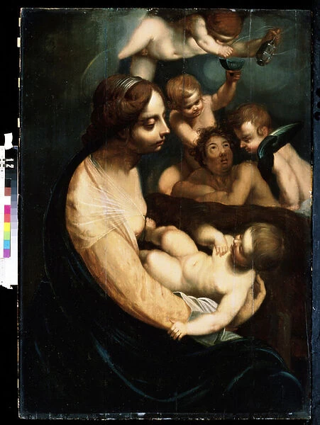 'Vierge a l enfant et anges'(Virgin and child with angels) Peinture italienne du debut du 17eme siecle. Mikhail Kroshitsky Art Museum, Sevastopol (Sebastopol) Ukraine