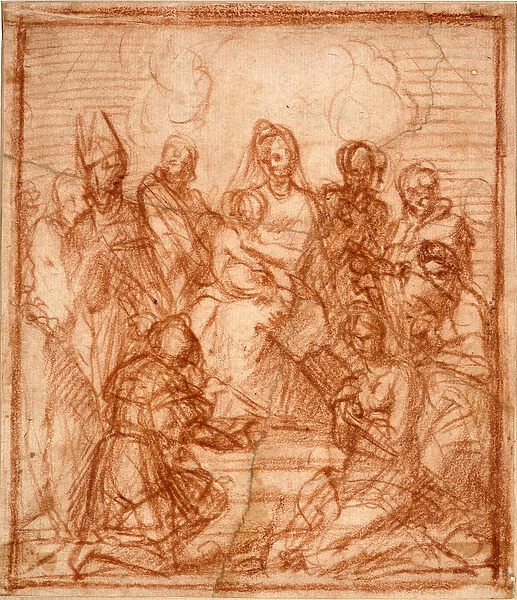 'Vierge a l enfant sur le trone avec huit saints'