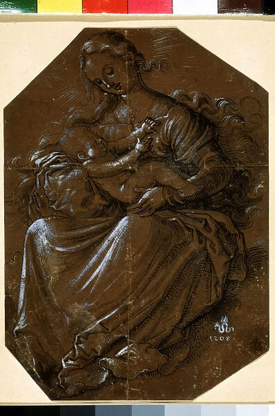 'Vierge a l enfant (Virgin and Child) Dessin a l encre et a la plume sur papier brun de Hans Baldung (1484-1545) 16eme siecle Musee pouchkine, Moscou