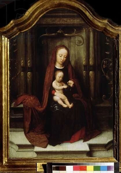 'Vierge a l enfant'(The Virgin and Child enthroned) Peinture de Adriaen Isenbrant (Adrien Ysenbrant, Ysenbrandt, Hysebrant) (1490-1551) 16eme siecle Musee Pouchkine Moscou