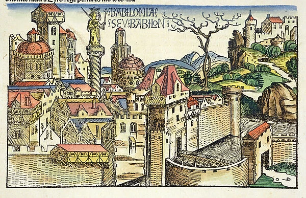 View of the Ancient City of Babylon, from the Nuremberg Chronicle by Hartmann Schedel