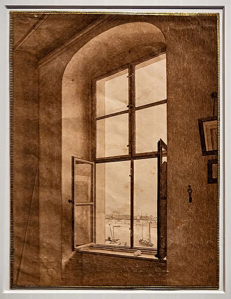 View from the artists studio, window on the left, 1805-06 (graphite and sepia on paper)