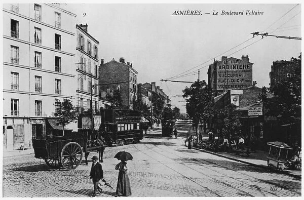 View of Asnieres, Boulevard Voltaire, c. 1900 (b  /  w photo)