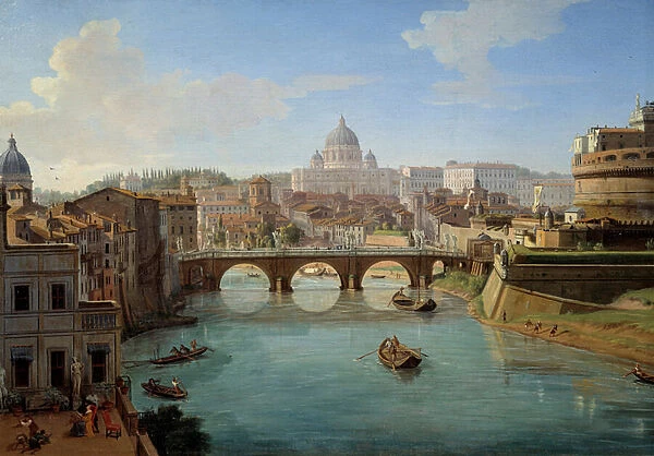 View of the Basilica of St. Peter in Rome, detail of the painting '