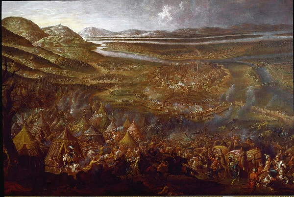 View of the Battle of Vienna on 12  /  09  /  1683 on the hill of Kahlenberg (painting