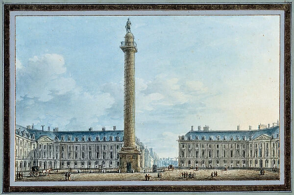 View of the bellic column located Place Vendome in Paris Watercolour by Victor Jean