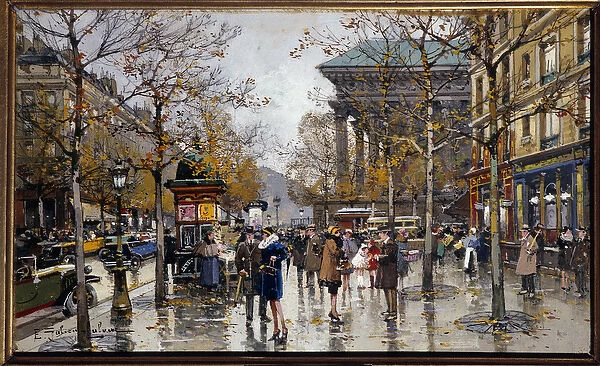 View of the boulevard des Italians in Paris Painting by Eugene Galien Leloue