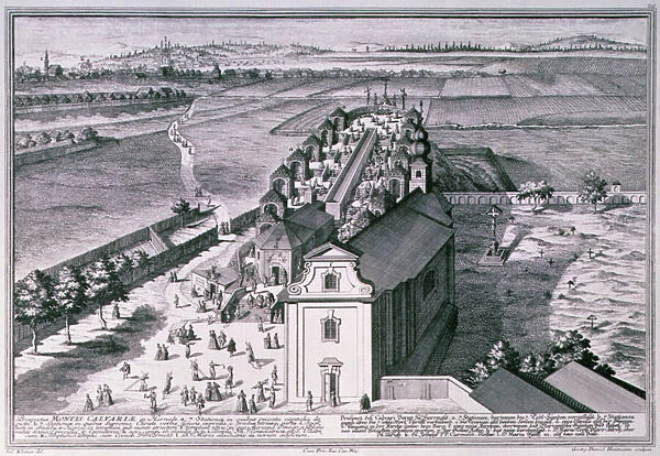 View of Calvary Hill near Vienna engraved by Georg-Daniel Heumann (1691-1759) (engraving)