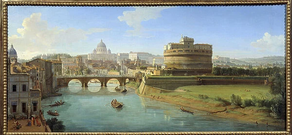 View of the Castle of Saint Angelo (Sant Angelo) in Rome Panorama of the city