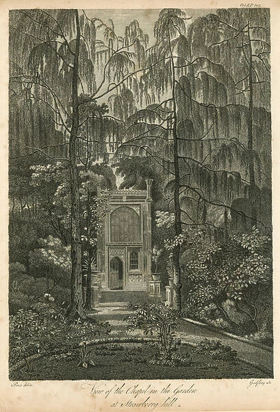 View of the chapel in the garden at Strawberry Hill, Twickenham, London (engraving)