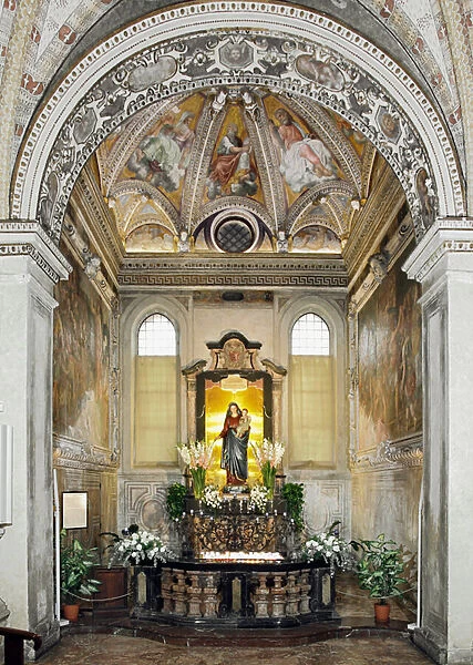 View of the Chapel of the Virgin of the Rosary and the Statue of the Virgin - 1429-1481 (View of the chapel of the Virgin of the Rosary) Milan, Basilica di Santa Maria delle Grazie Italy