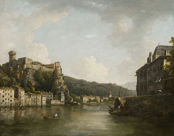 View of the Chateau de Pierre-Encise on the Rhone, Lyon (oil on canvas)