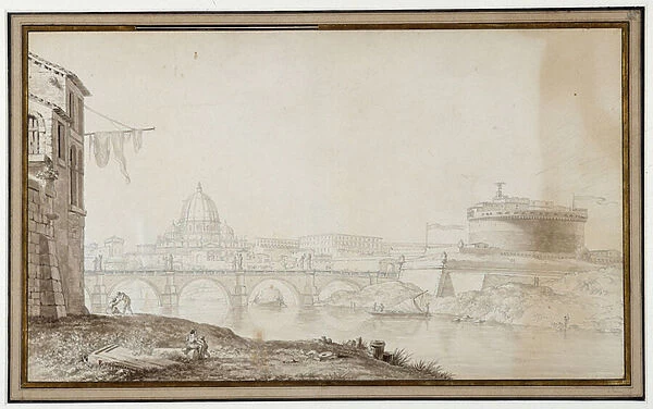 View of the Chateau Saint Ange (Castel Sant Angelo) in Rome in the 17th century