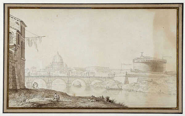 View of the Chateau Saint Angelo (Sant Angelo) in Rome in the 17th century (drawing)