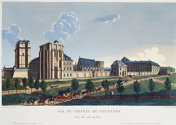 View of the Chateau de Vincennes, c. 1820 (colour engraving)