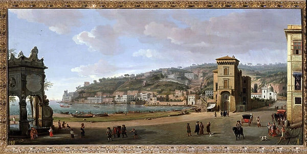View of Chiaia district, Napoli - Painting, end of 17th-18th century