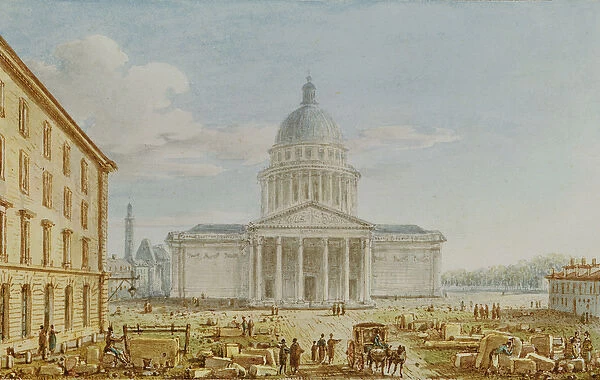 View of the Church of St. Genevieve, the Pantheon, 18th-19th century (w  /  c on paper)