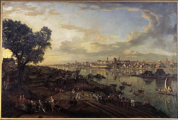 View of the city of Warsaw from the suburb of Prague Painting by Bernardo Bellotto