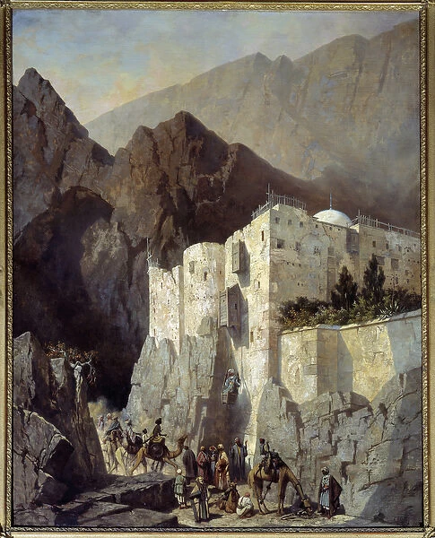 View of the Convent of Saint Catherine at Mount Sinai Painting by Adrien Dauzats