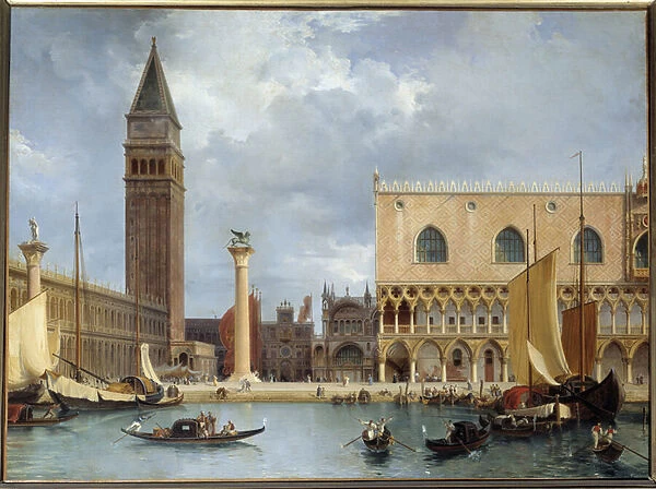 View of part of the Ducal Palace and Piazzetta of Venice Painting by Theodore Turpin de