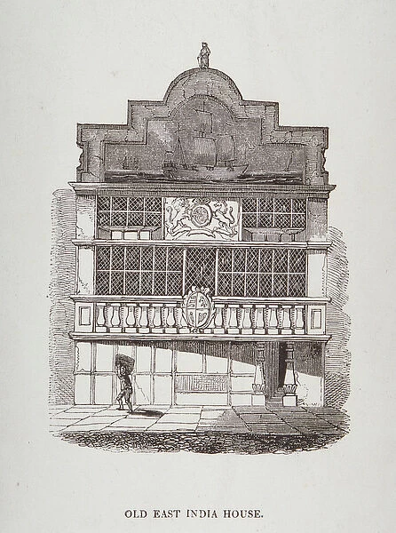 View of East India House, with figure in front, c. 1700 (engraving)
