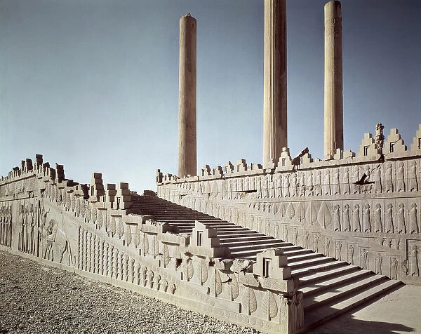 View of the east staircase of the Apadana (Audience Hall) c. 515 BC (photo)