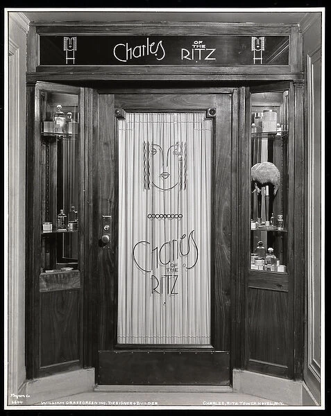 View of the entrance to Charles of the Ritz beauty salon in the Ritz Tower Hotel