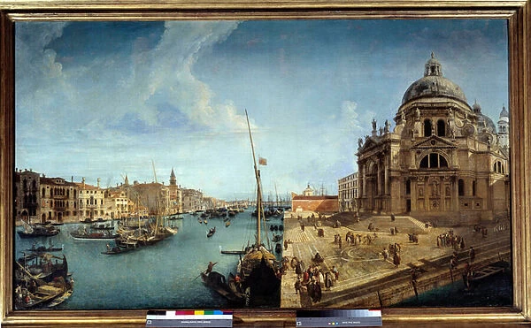 View on the entrance of the Grand Canal and on the Church of Salute in Venice Painting by