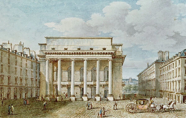 View of the Facade of the Theatre Italien (Salle Favart) (w  /  c on paper)