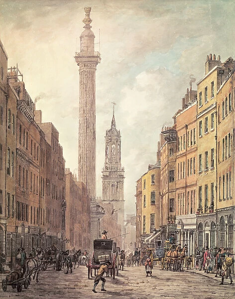View of Fish Street Hill, Monument and St. Magnus the Martyr from Gracechurch Street