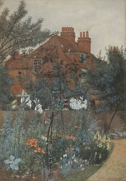 View of a garden in Bedford Park, 1885 (w  /  c on paper)