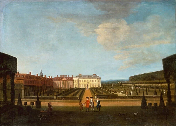 A View of the Garden and Main Parterre of Winchendon House, 1720 (oil on canvas)
