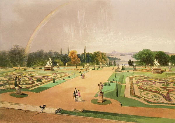 View in the Gardens of Eaton Hall, pub. by Thomas McLean (litho)
