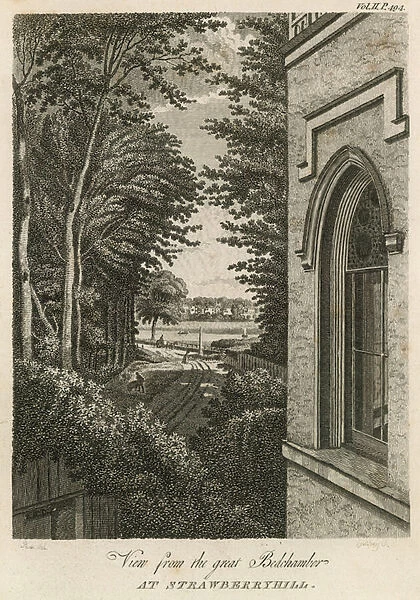 View from the great Bedchamber at Strawberry Hill, London (engraving)