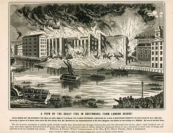 A View of the Great Fire in Southwark, from London Bridge (engraving)