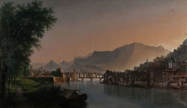View of Grenoble in the 19th century (Oil on canvas)