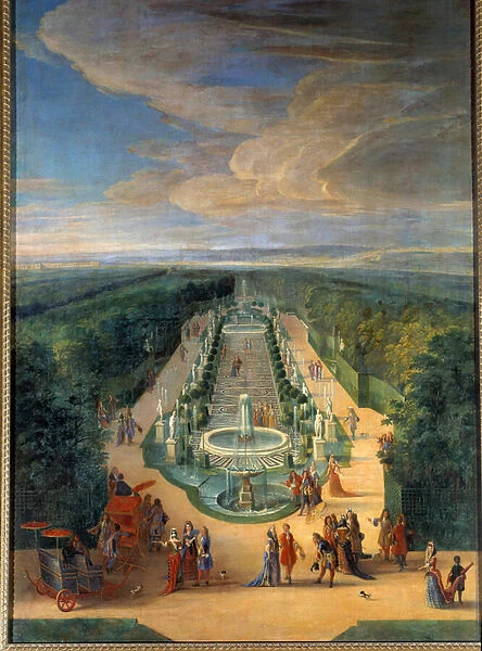 View of the grove of the Galerie des Antiques in the gardens of Versailles Painting by