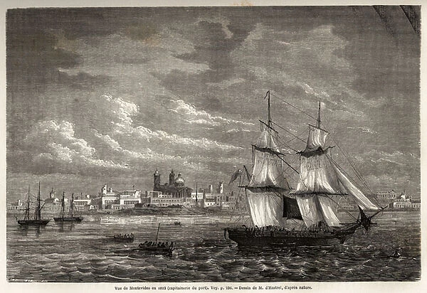 View of the harbour masters office of Montevideo, drawing by M