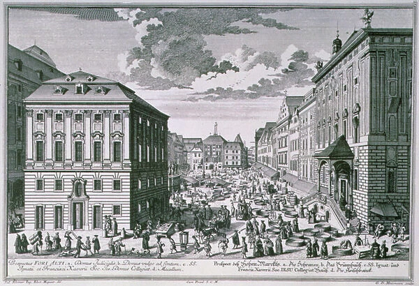 View of the High Marketplace, Vienna engraved by Georg-Daniel Heumann (1691-1759) (engraving)