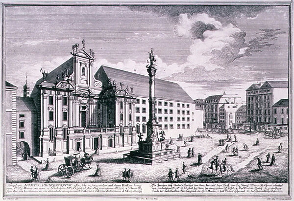 View of the Am Hof square showing the Mariensaule or Column of Our Lady engraved by Johann-August Corvinus (1683-1738) (engraving)