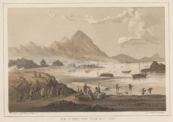 View of Hong Kong from East Point, 1855 (colour litho)