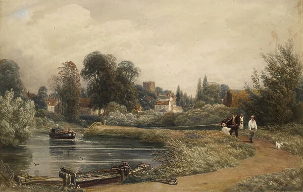 View of Iffley from the River, 1841 (w  /  c with scratching out)