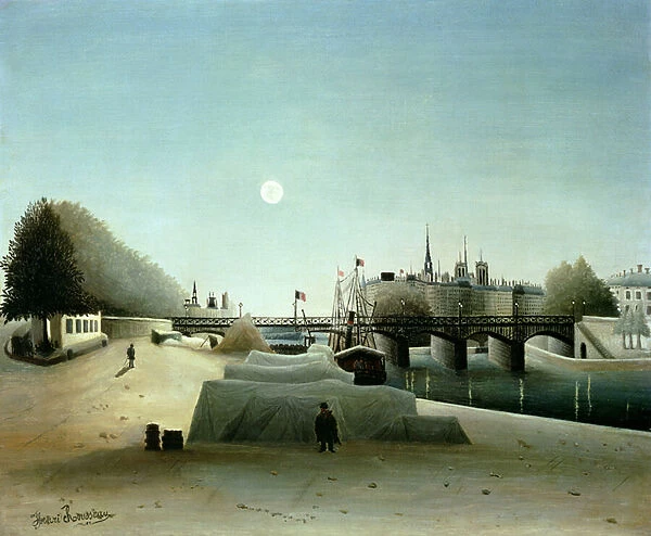 A View of the Ile Saint-Louis from Port Saint-Nicolas, Evening, c. 1888 (oil on canvas)